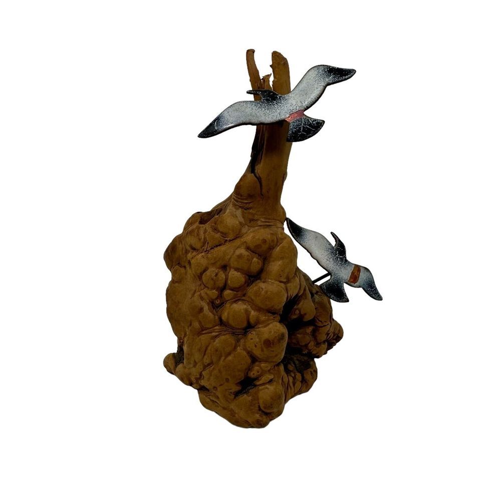 Burly Wood Seagulls Beach Decor Wood Metal Sculpture Shelf Beach House Gift‎ 5"